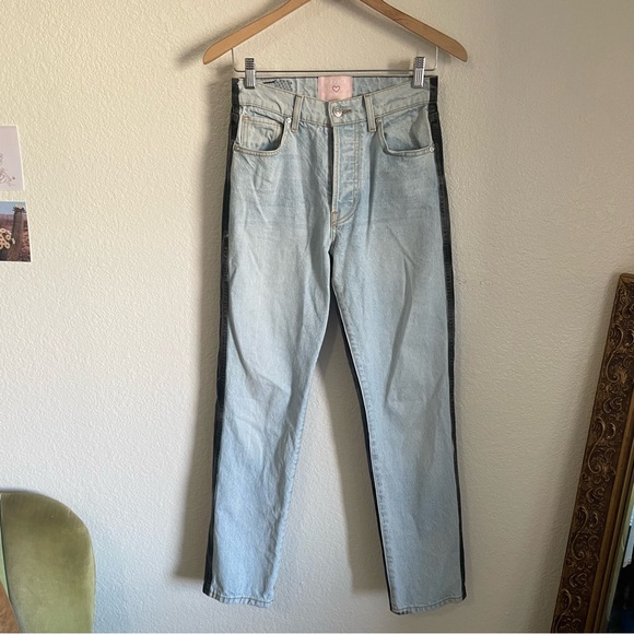 Revice Two Tone Ex Boyfriend Straight Leg Denim Jeans Blue & Black Size 25 - Picture 10 of 10